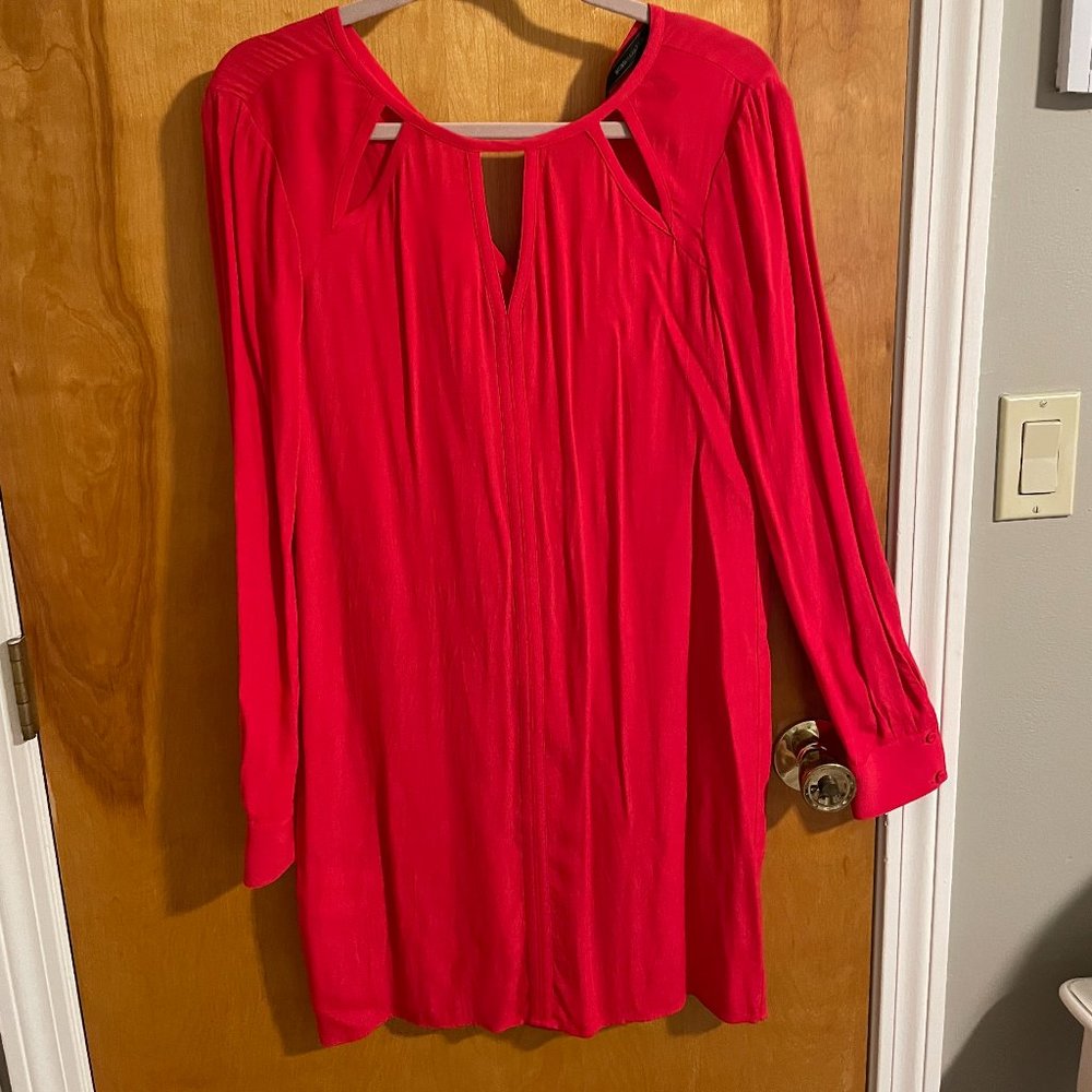 BCBG Red Long Sleeve Shift Dress XS